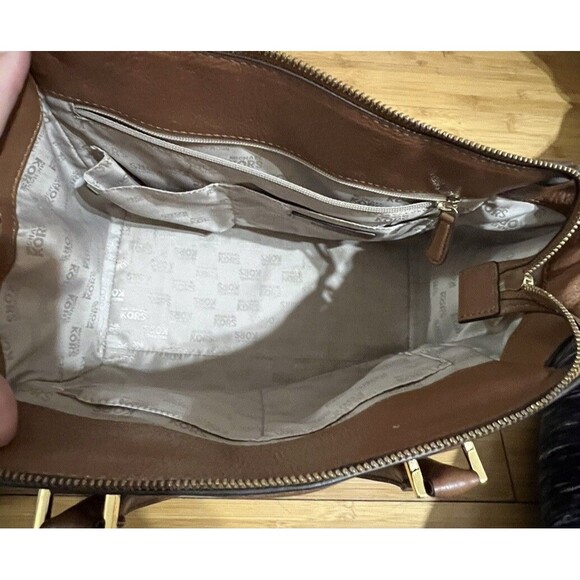 Michael Kors Caramel Chestnut Leather Designer Top Handle Crossbody Purse Brown - Picture 7 of 7